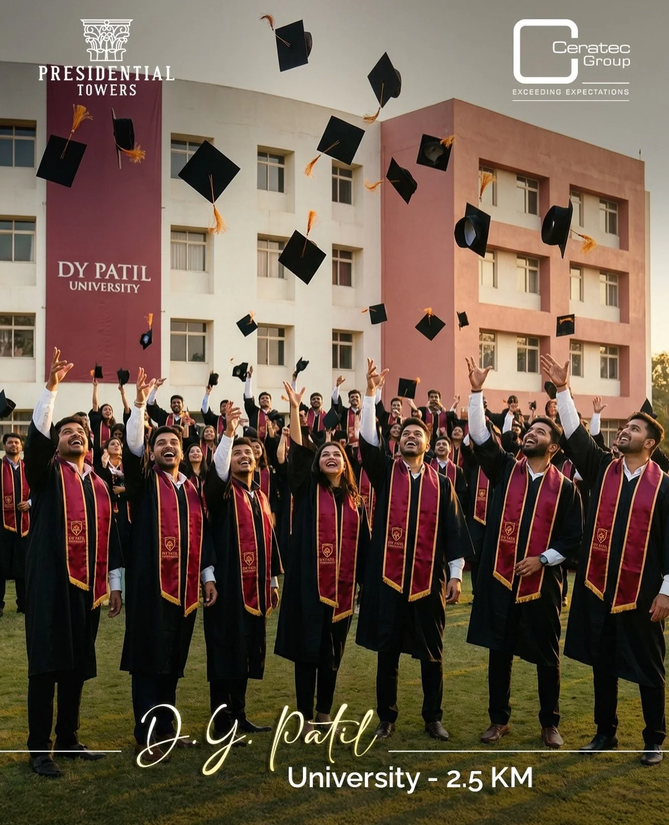 Your future is always within reach 🎓 at Presidential Towers by Ceratec Group With D.Y. Patil University just 2.5 km away, growth and opportunity are right next door.

#PresidentialTowers #CeratecGroup #EducationFirst #FutureReady #Universities