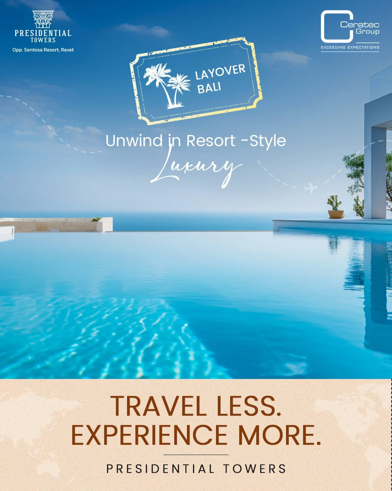 Bali by noon, Extraordinary by evening!
Welcome to Presidential Towers by Ceratec Group
where the lifestyle you&rsquo;ve been chasing finally finds its
way home.

 #CeratecGroup #ExperienceMore #PuneRealEstate
#LuxuryLifestyle #Fyp