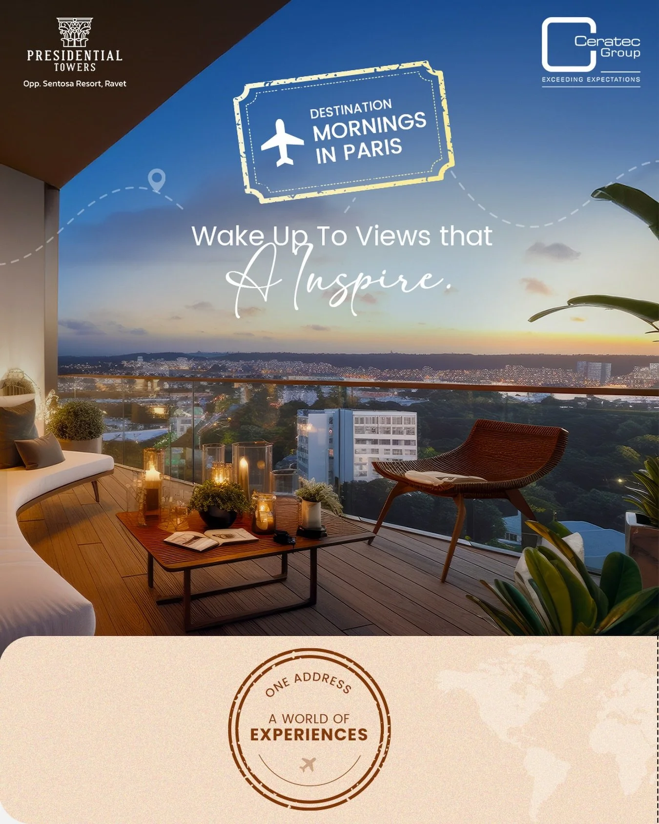 What if your next great escape wasn&rsquo;t a destination, but your address? At Presidential Towers by Ceratec Group, Paris-inspired mornings, resort-style indulgence, and extraordinary living come together-so you can travel less and experience more.