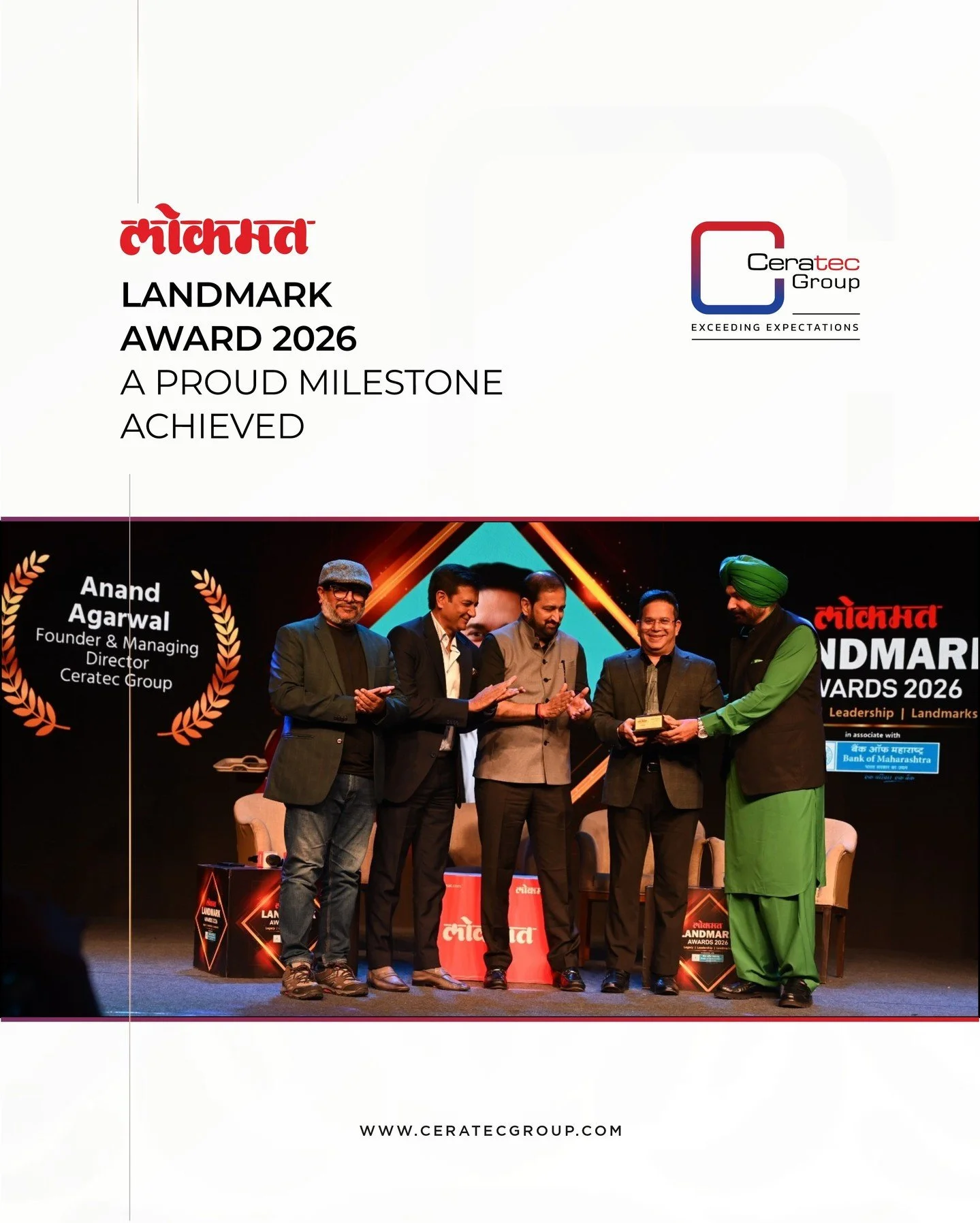Recognition is never the destination&mdash;it is the reflection of a journey built on trust, vision, and unwavering commitment.

We are proud to share that Ceratec Group has been honoured at the Lokmat Landmark Awards 2026, a recognition that celebra