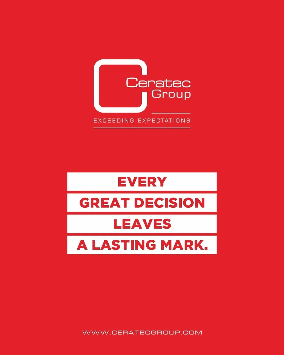 Every great decision leaves a lasting mark. ✨
Choosing your home is one of life's biggest decisions. Choose a space that brings together thoughtful design, premium living, and a lifestyle built for tomorrow.

Ceratec Group &mdash; Exceeding Expectati