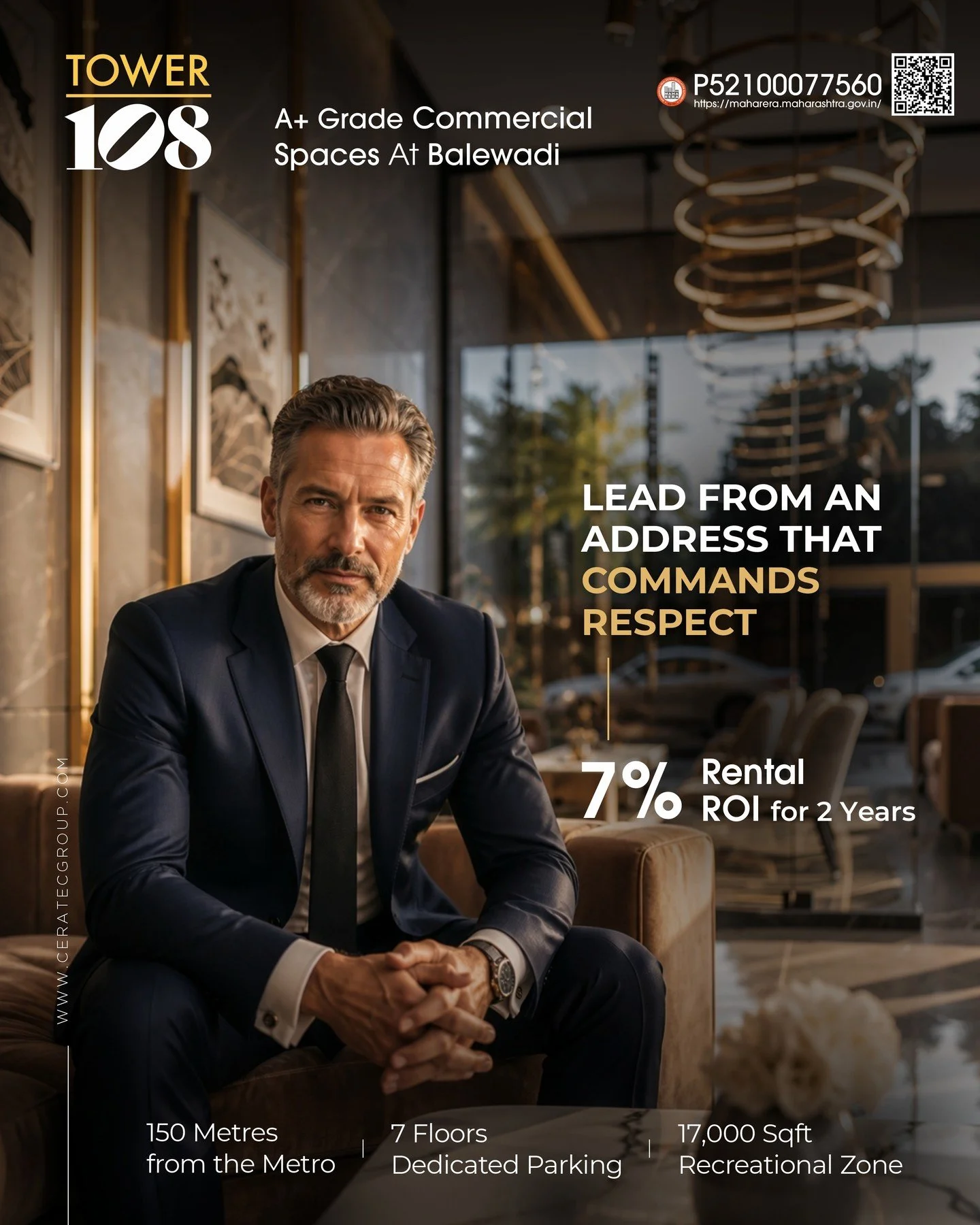 Your address speaks before you do. Make sure it speaks of success, ambition and credibility. ✨

At Tower 108, Balewadi, premium commercial spaces meet strategic connectivity and an environment built for businesses that aim higher.

📈 7% Rental ROI f