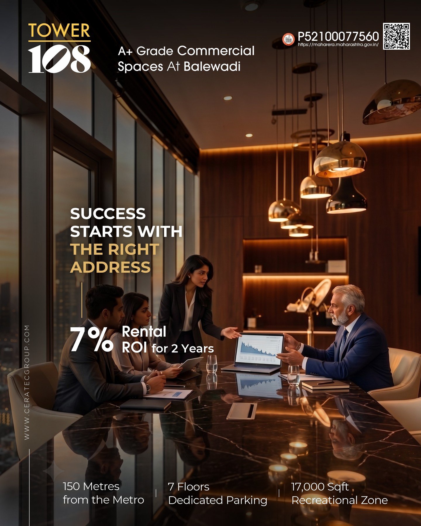 Success starts with choosing the right address. ✨

Introducing Tower 108 &ndash; A+ Grade Commercial Spaces at Balewadi, designed for businesses and investors who believe in premium spaces and strong opportunities.

📍 Just 150 Metres from the Metro
