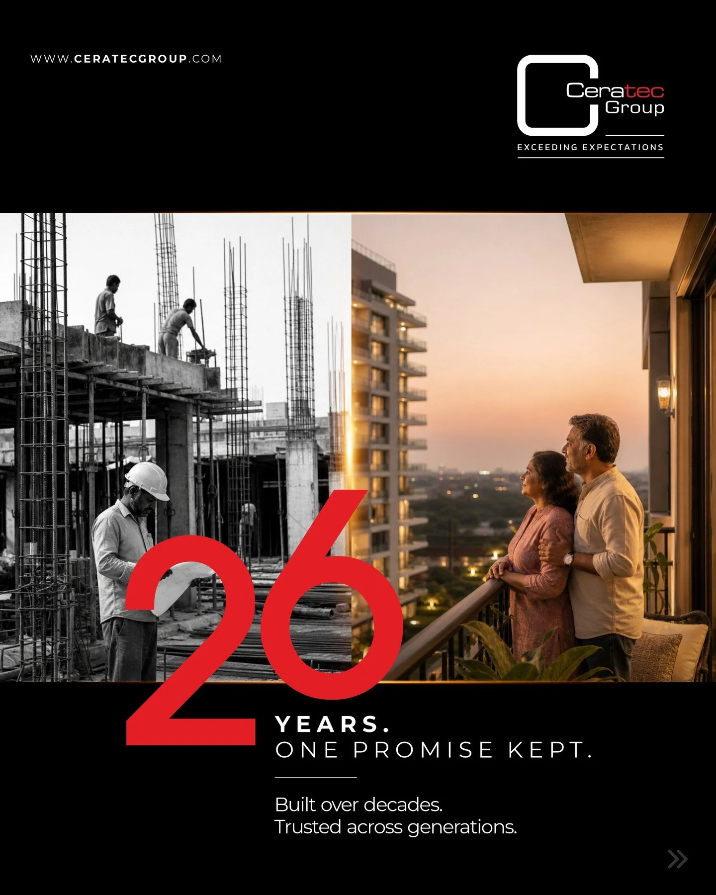 26 Years. One Promise. A Legacy That Continues.

For 26 years, Ceratec Group has been building more than just spaces &mdash; we&rsquo;ve been building trust, relationships, and a legacy that stands strong.

🏗️ 26 Years of Experience
🏢 13+ Projects 
