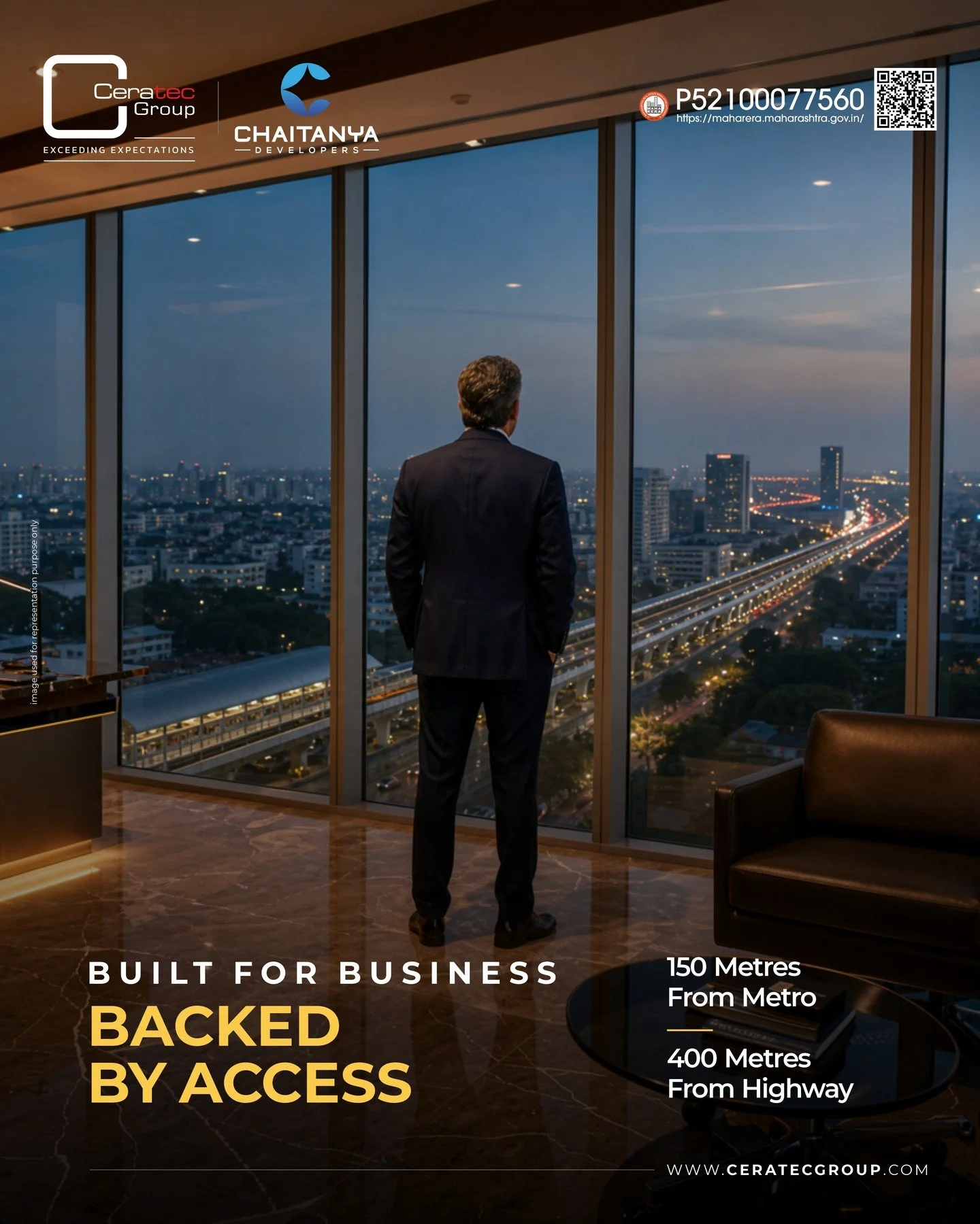 Built for Business. Connected for Growth. 🚀🏢

At Tower 108 by Ceratec Group, your business gets a premium A+ Grade commercial address in Balewadi with seamless connectivity and thoughtfully planned infrastructure.

🚇 150 M from Metro Station
🛣️ 4