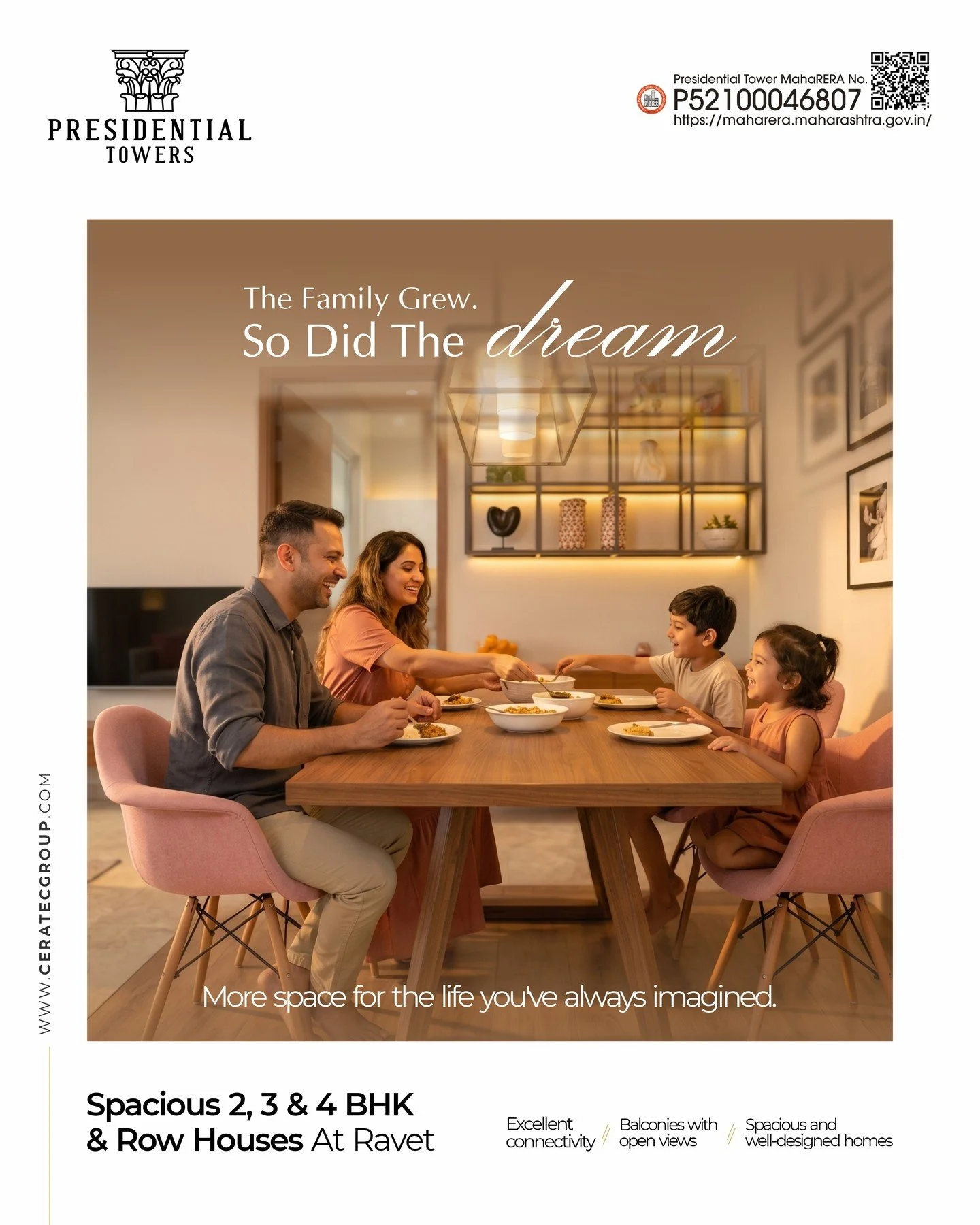 The Family Grew. So Did The Dream. ❤️🏡

As your family grows, your home should grow with your aspirations. Discover thoughtfully designed living spaces at Presidential Towers, Ravet, where spacious interiors, comfortable layouts, and room for togeth