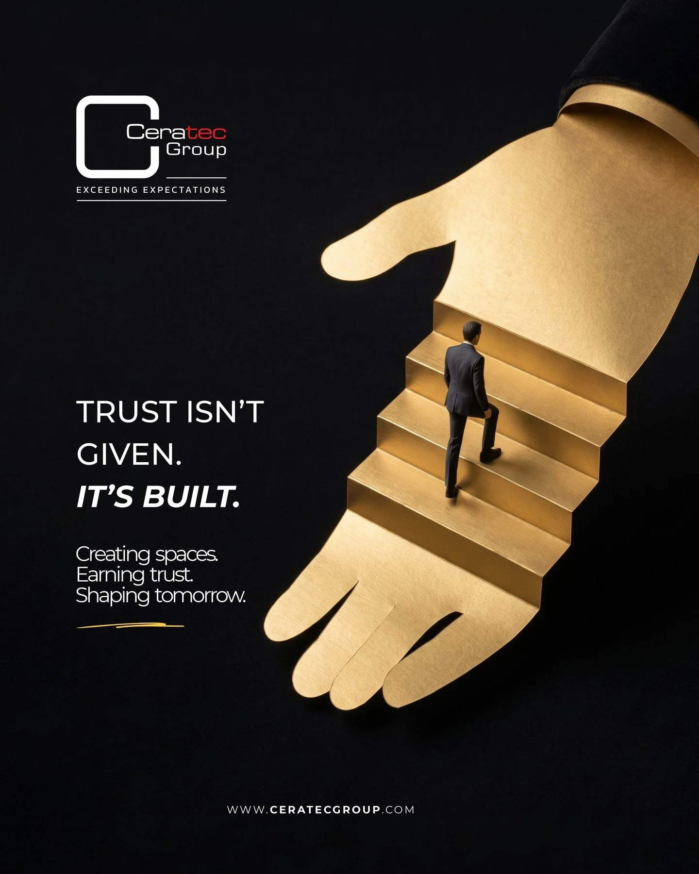 Trust Isn't Given. It's Built. ✨

Every great development begins with a strong foundation of trust. At Ceratec Group, commitment, transparency, and a focus on excellence come together to create spaces that inspire confidence and build lasting relatio