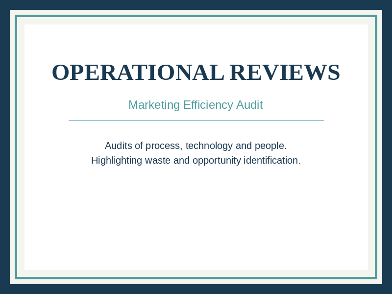 Operational Reviews