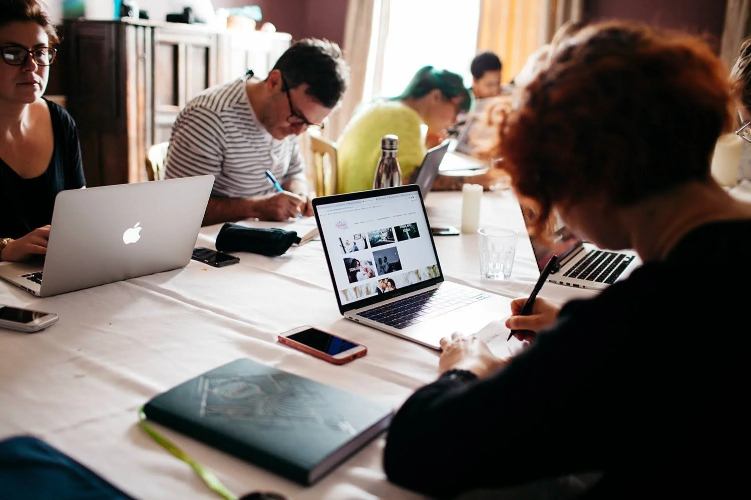 Group work in the dining room at Barton Court