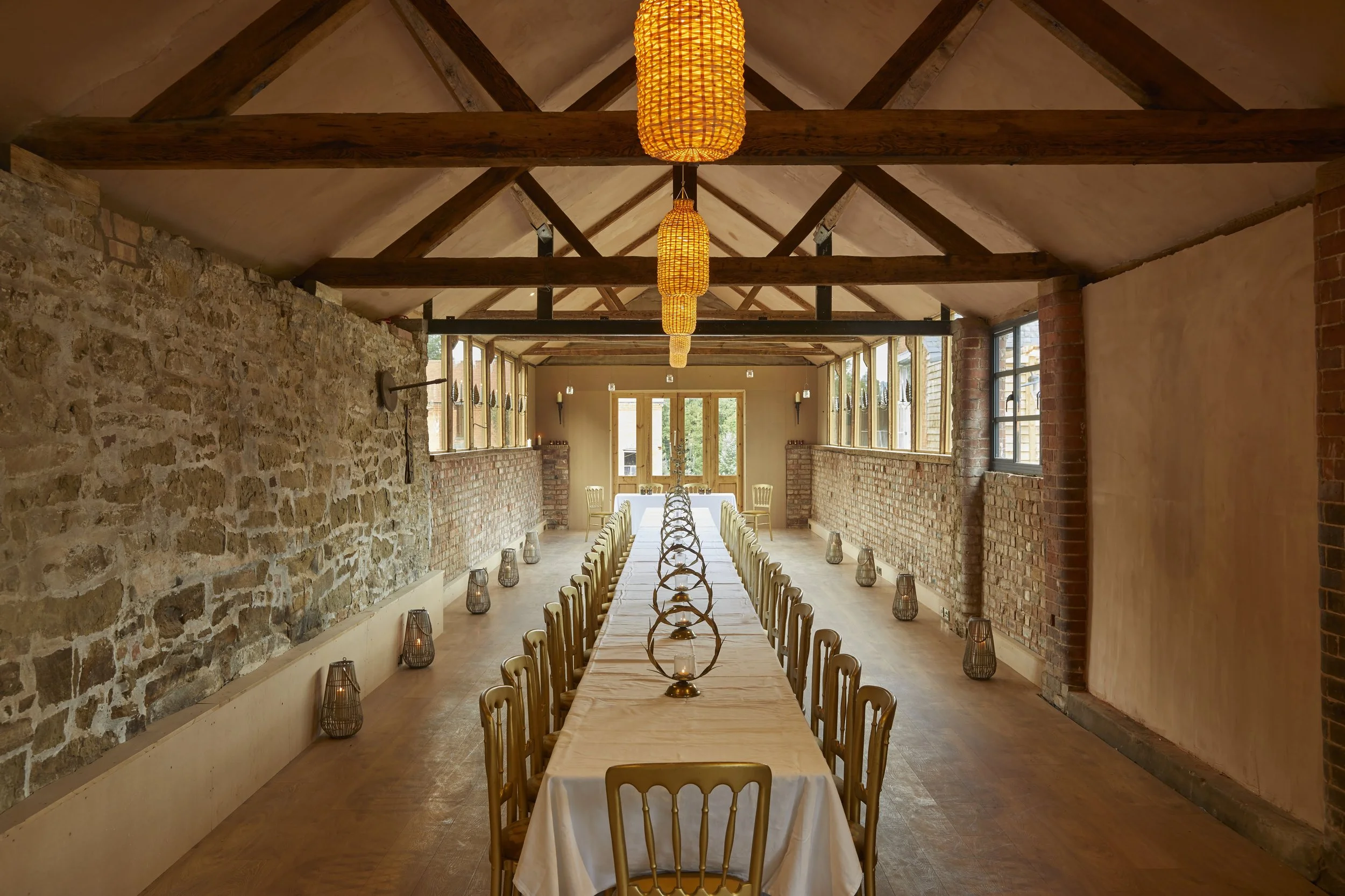 The Saw Mill Barton Court set up for a dinner party