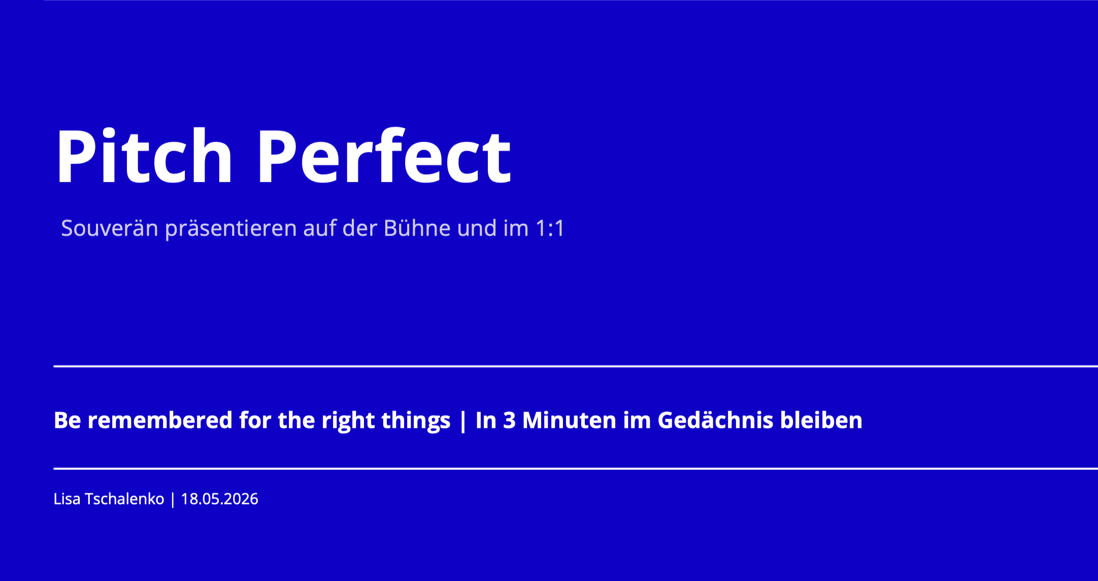 Pitch Training von Lisa Tschalenko
