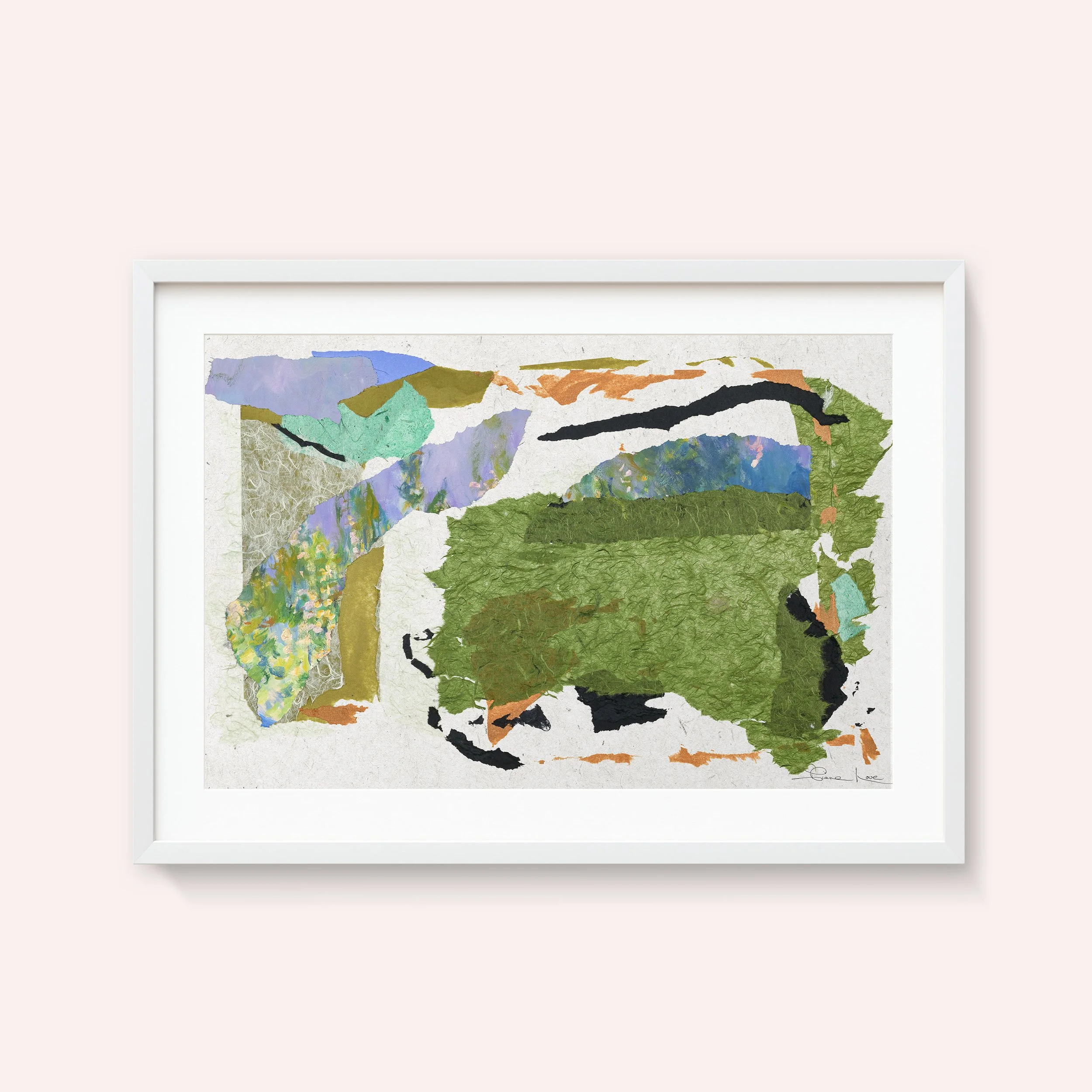 Forêt d'arbres Verts White Framed