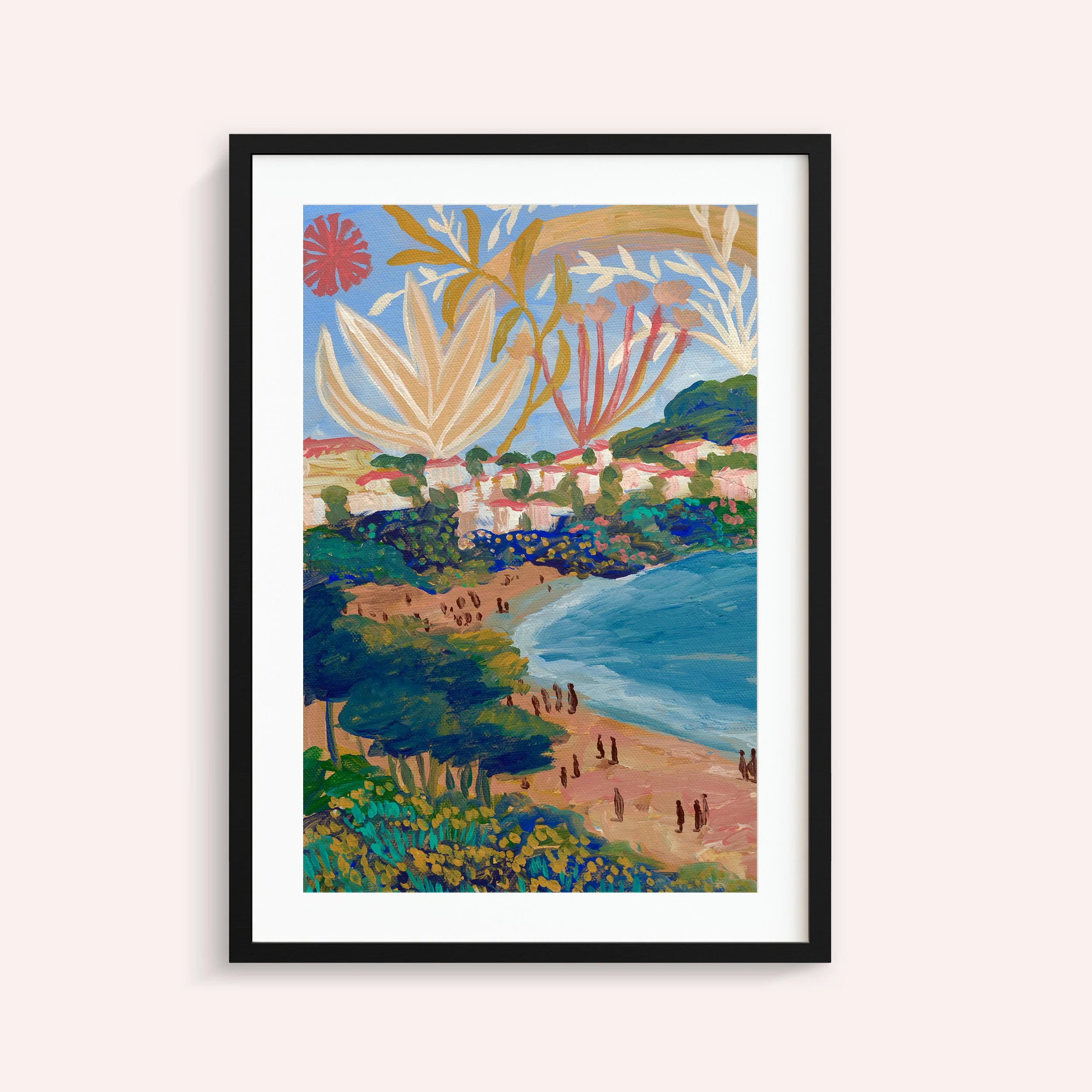 Marbella Beach Bathers Black Framed
