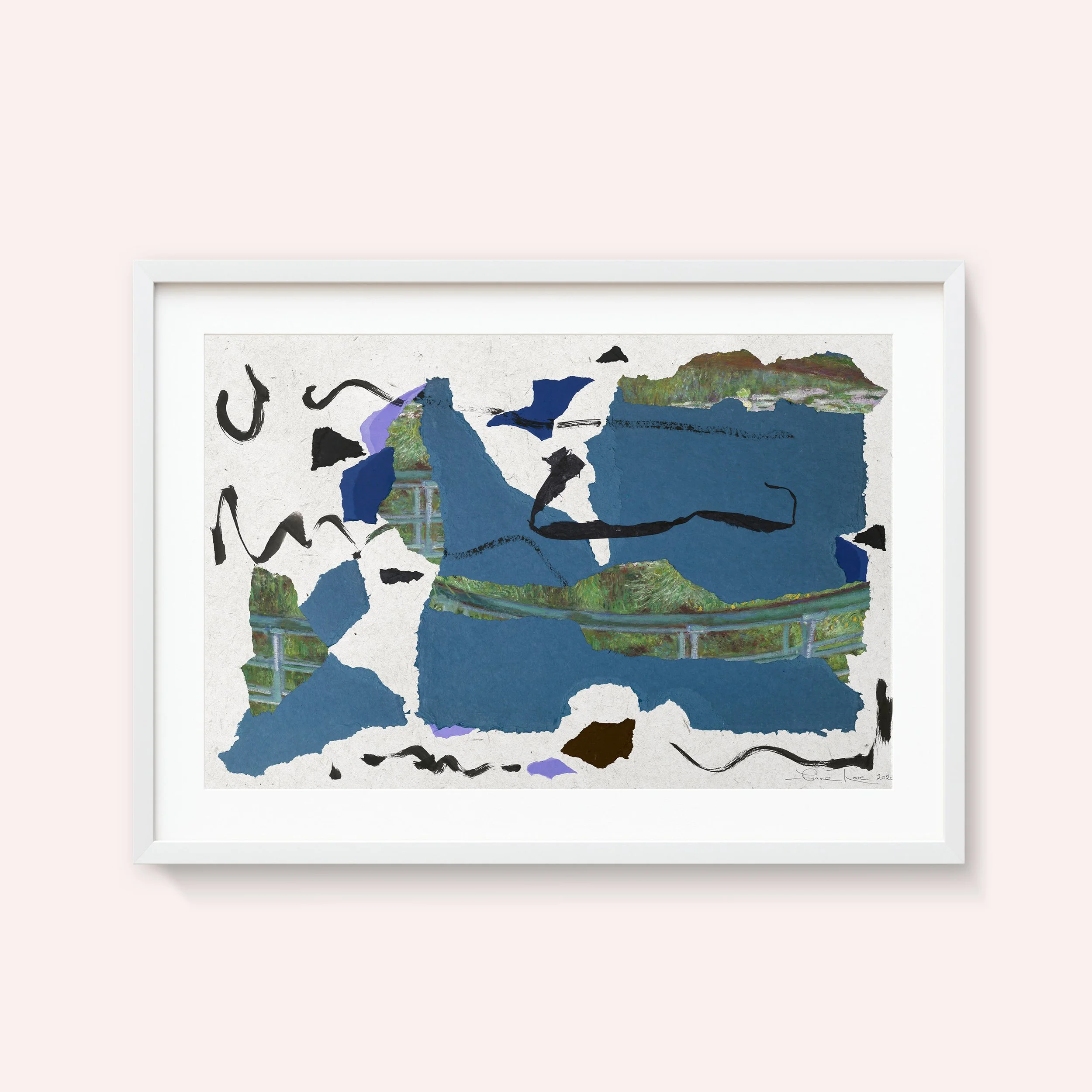 Lac Bleu Placide White Framed