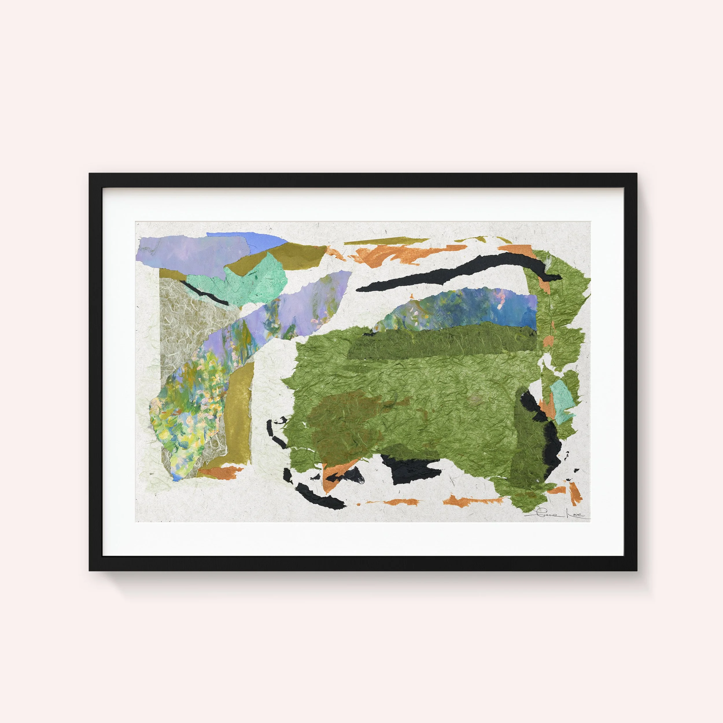 Forêt d'arbres Verts Black Framed