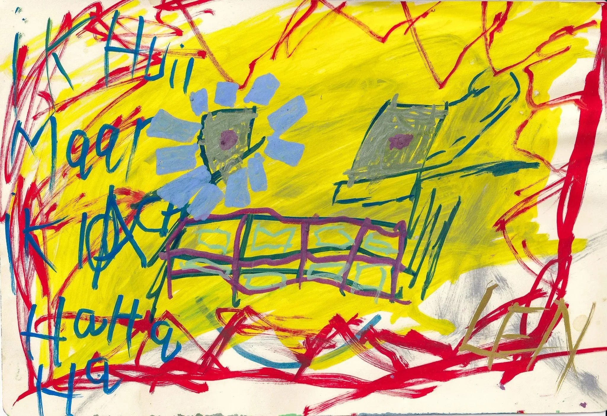 ''Ik huil maar ik lach ha ha ha'' A4 verfstift