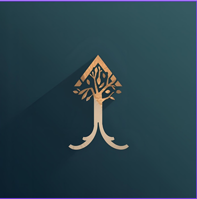 A stylized logo featuring a tree with a gold top and a white trunk, on a teal background.
