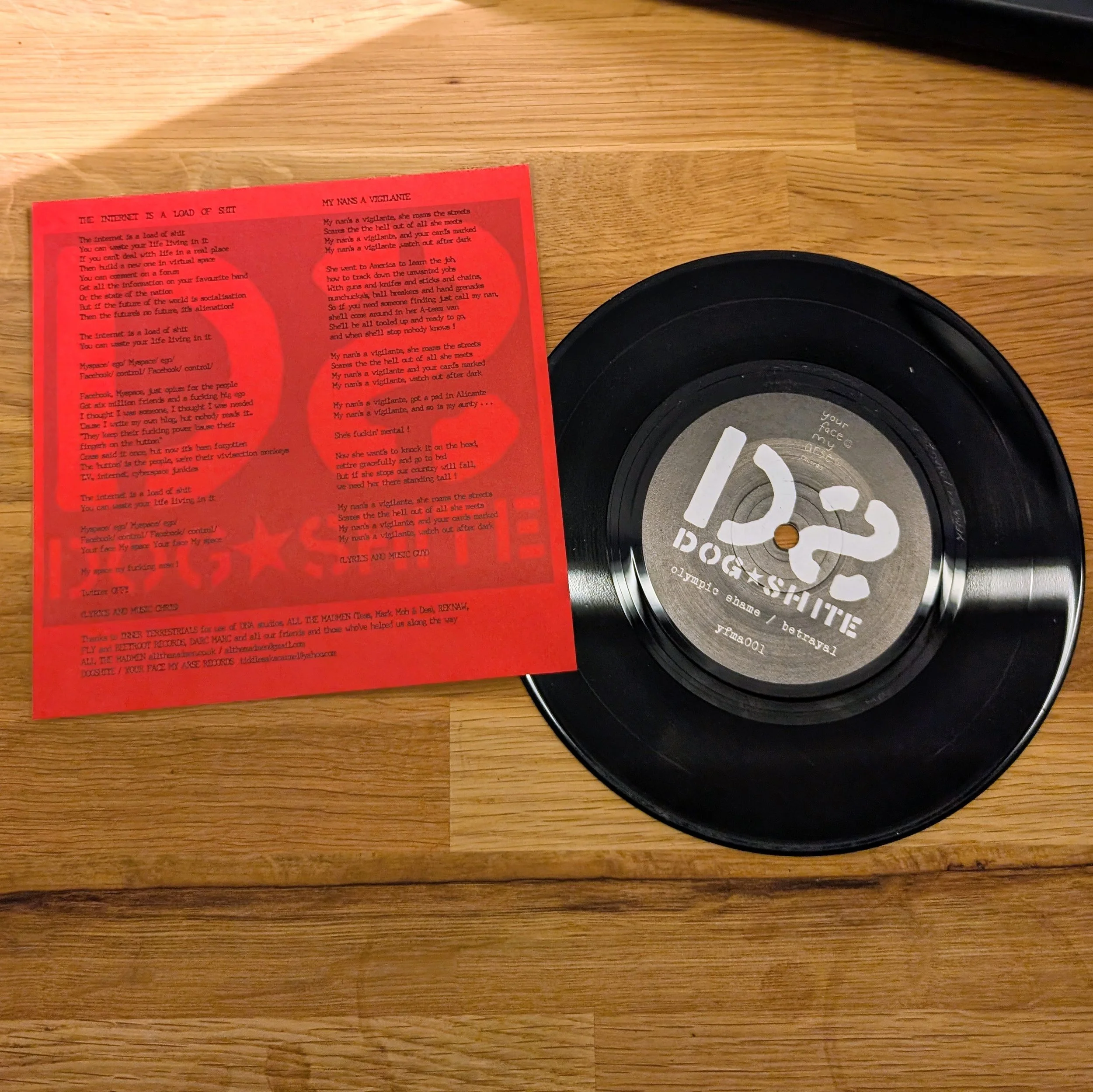 Dogshite – Double Shame / Betrayal 7” Vinyl – All The Madmen Records