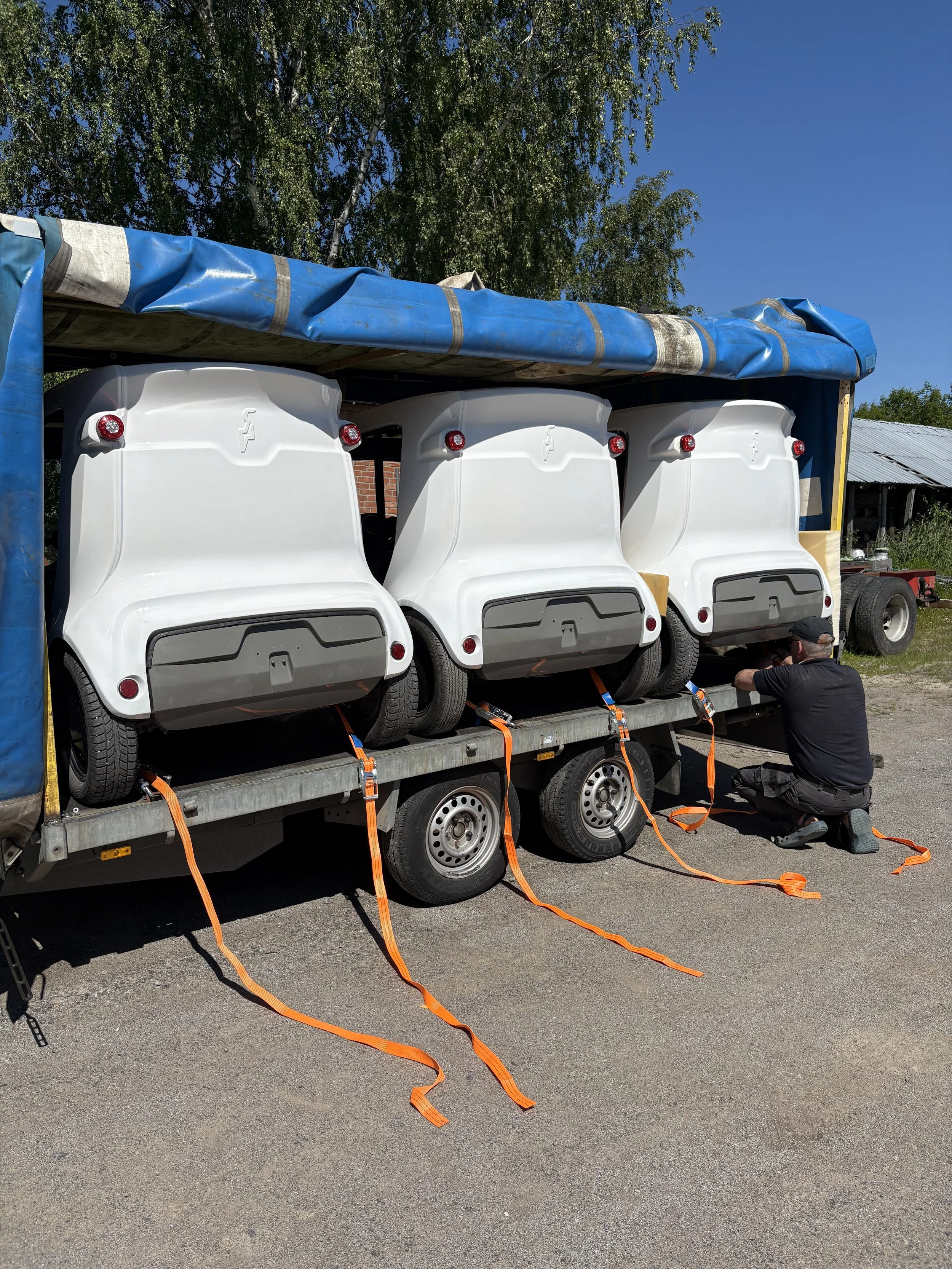 Zbees loaded on a trailer for transport