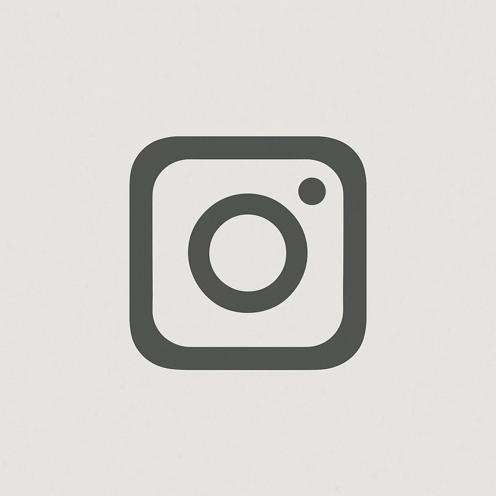 Icono de Instagram en blanco y negro sobre fondo gris claro.
