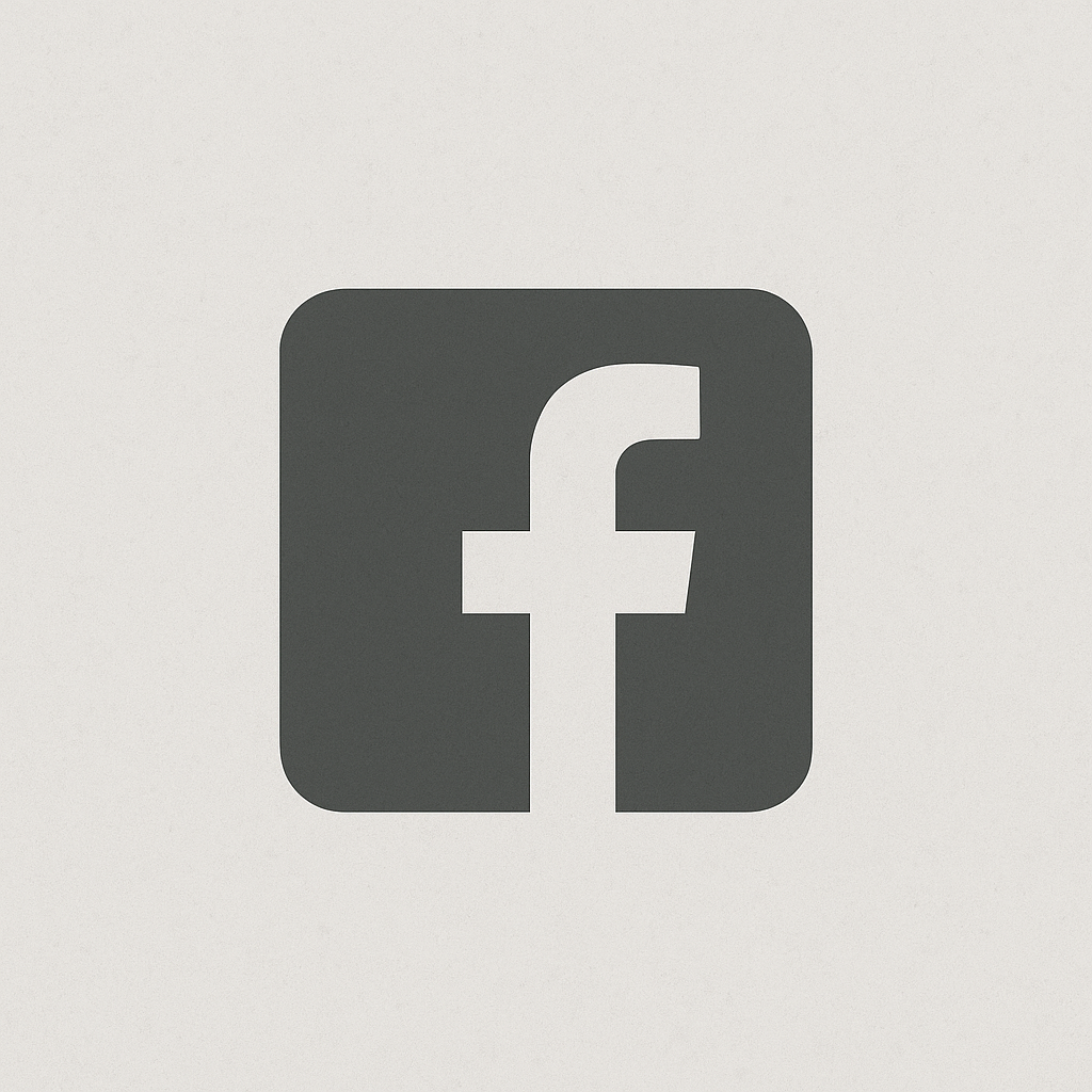 Logotipo de Facebook en tonos grises sobre fondo blanco