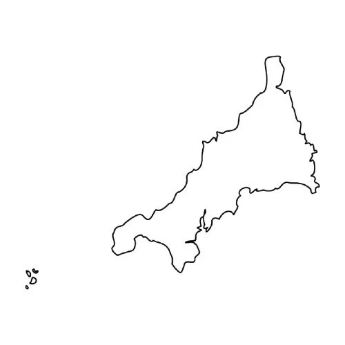 Outline map of Japan with some small dots southwest of the main islands.