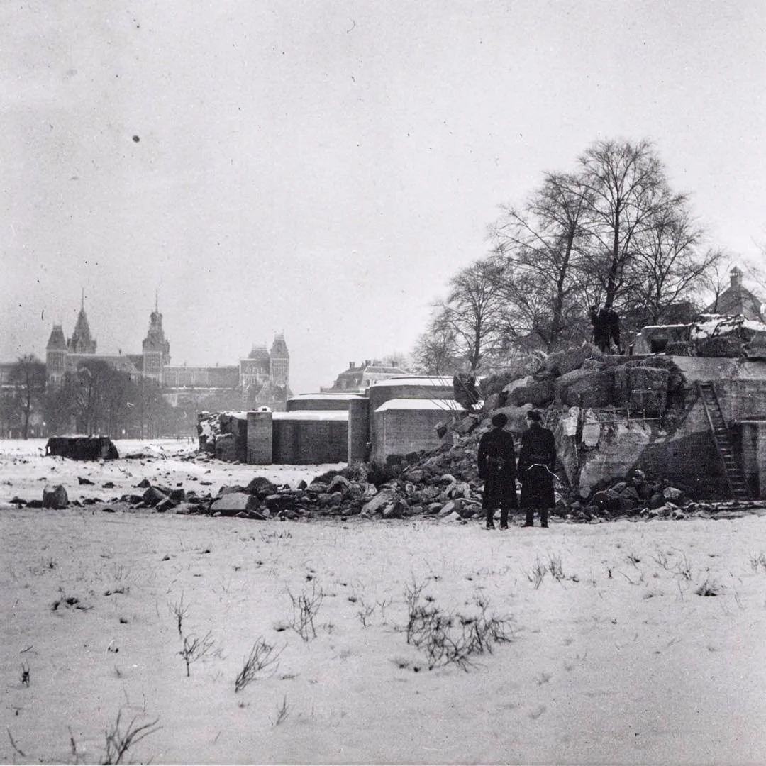 1946 &amp; Now: if you've been following this account for a while now or got a copy of my book, you've seen a photo of the bunkers at the Mueumplein before. Bunkers? Yes. during WWII there were four bunkers in total situated at Museumplein. During th