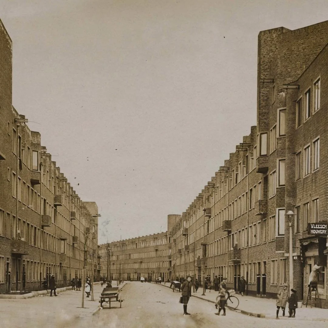 1930 &amp; Now: we start this week with a post of Van Spilbergenstraat. The photo was taken at Postjesweg and looking in the direction of Willem Schoutenstraat. #thenandnowamsterdam