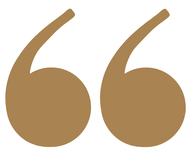 Large brown quotation marks on a black background.