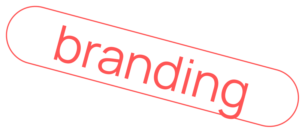 Logotipo com a palavra 'branding' em letras vermelhas inclinadas, dentro de um contorno oval vermelho.