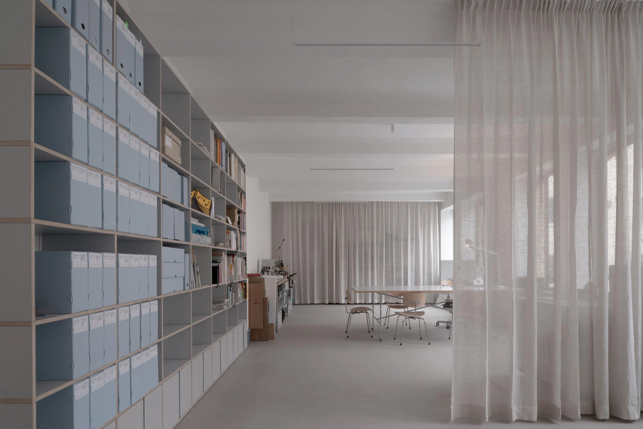 Interior photos of bacbonebooks' studio, Berlin.