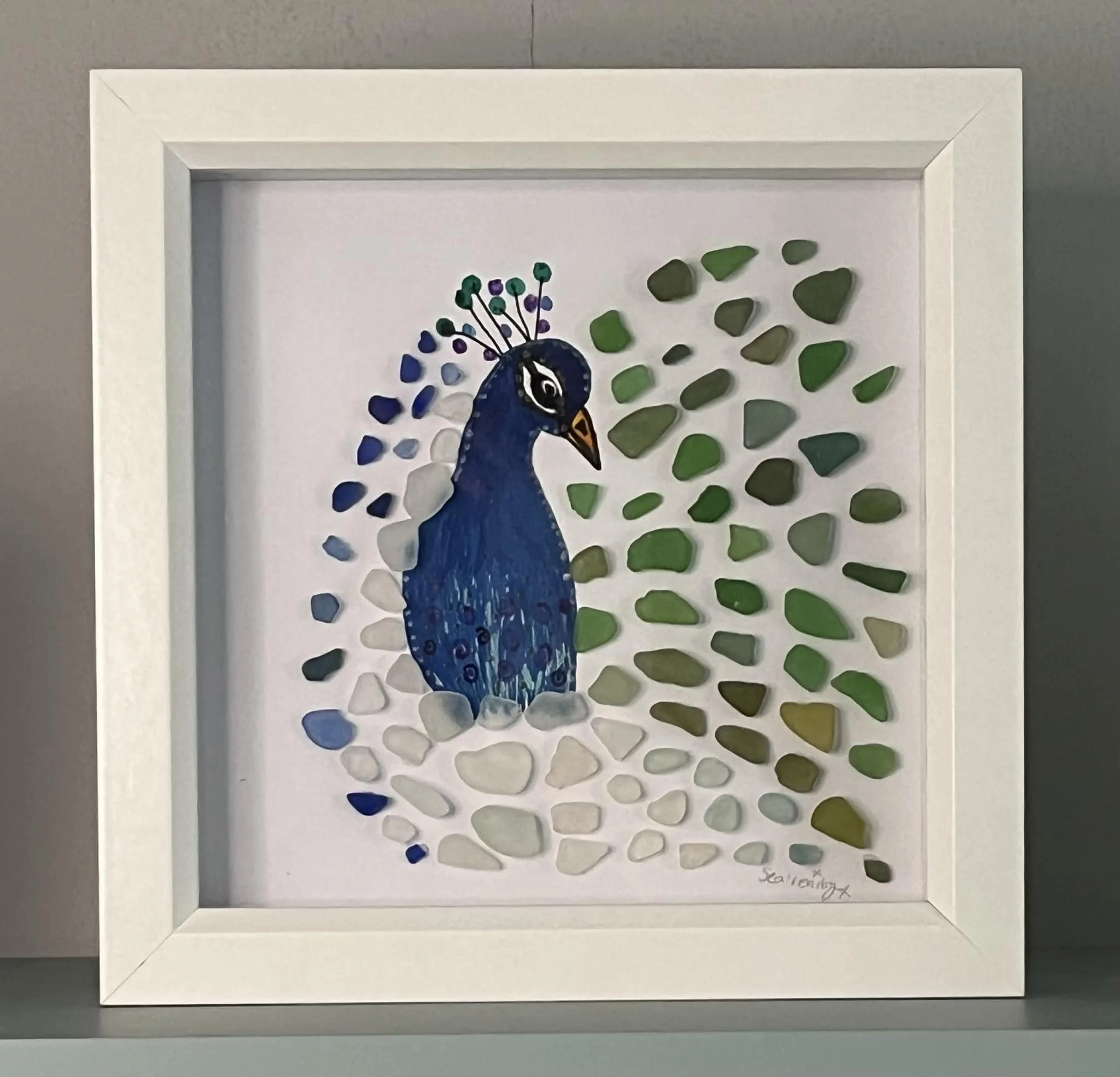 Elegant Sea Glass Peacock Wall Art