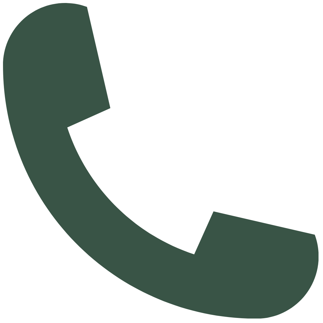 Silhouette of a traditional telephone handset in dark green.