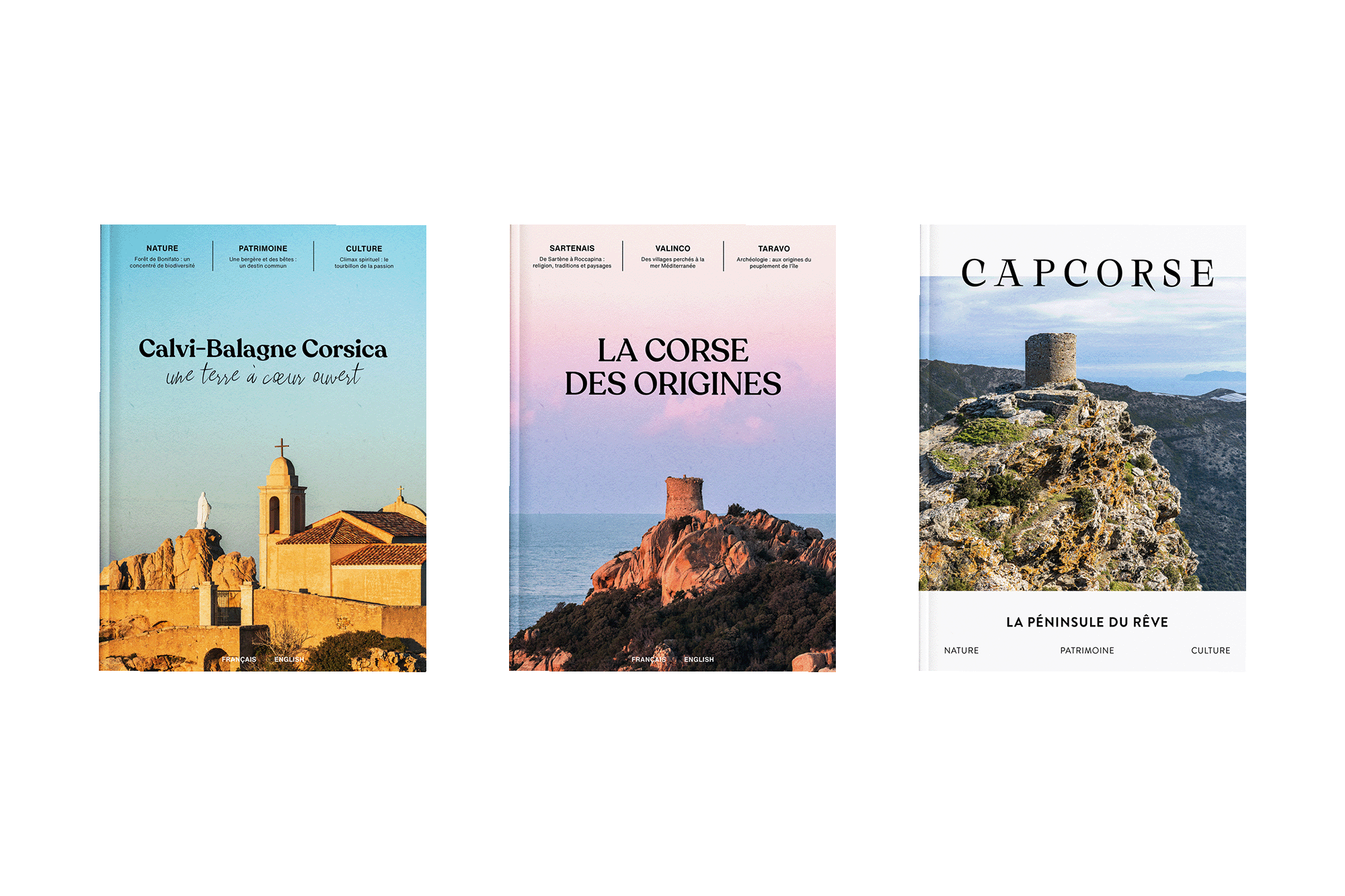Les magazines de destination (Calvi-Balagne, La Corse des origines, Cap Corse).