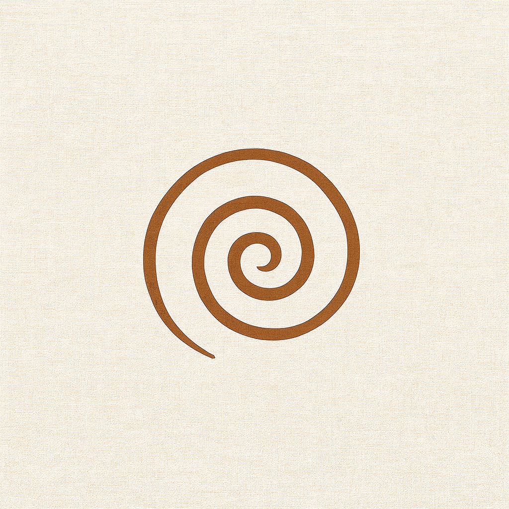 The Embodiment Doula graphic image of spiral for transformation, rebirth, transition.