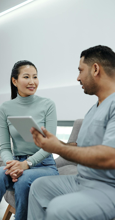 man assisting a person through consultation