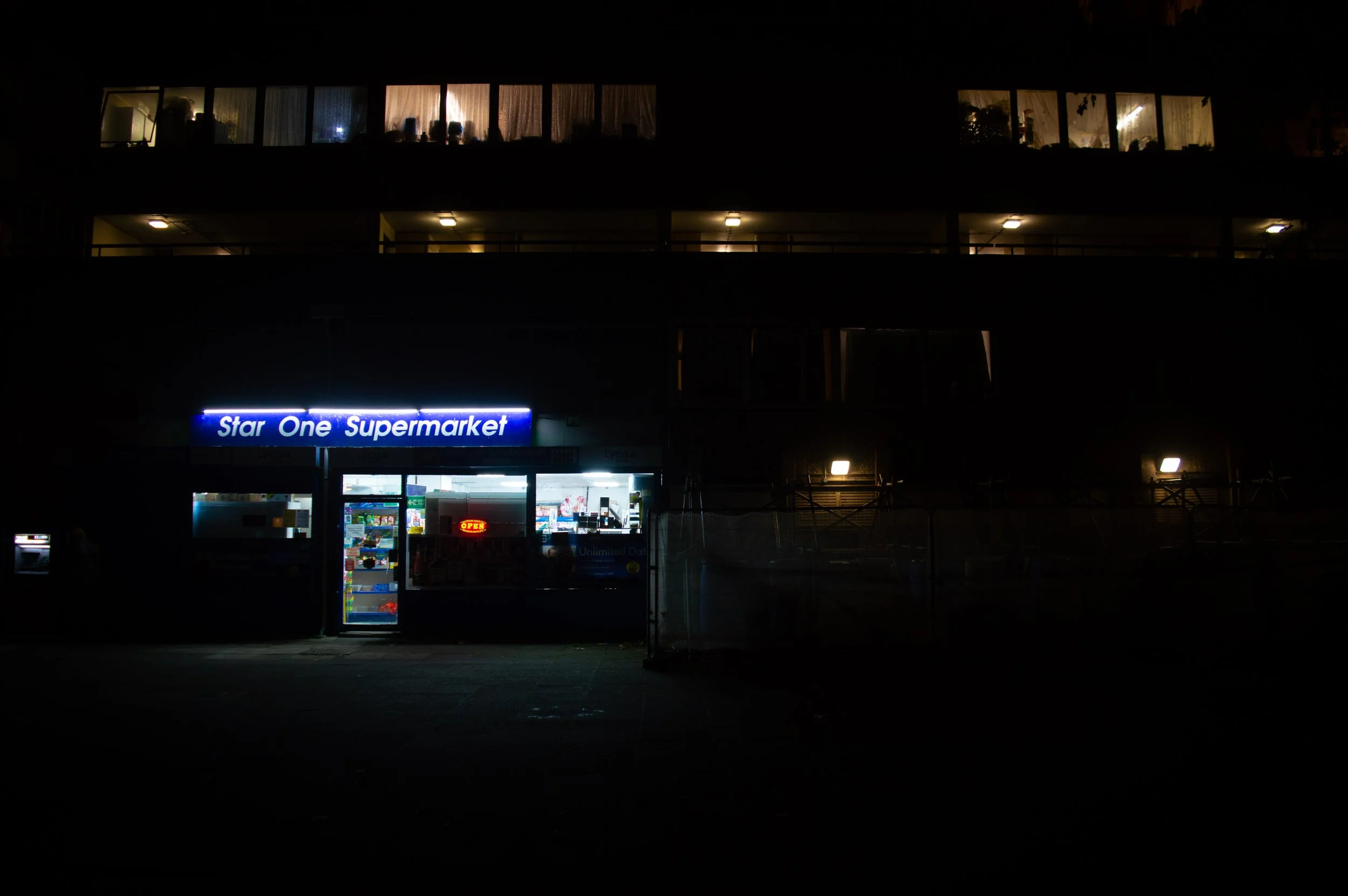 landscape of the outside of Aylesbury Estate corner shop with construction next to it