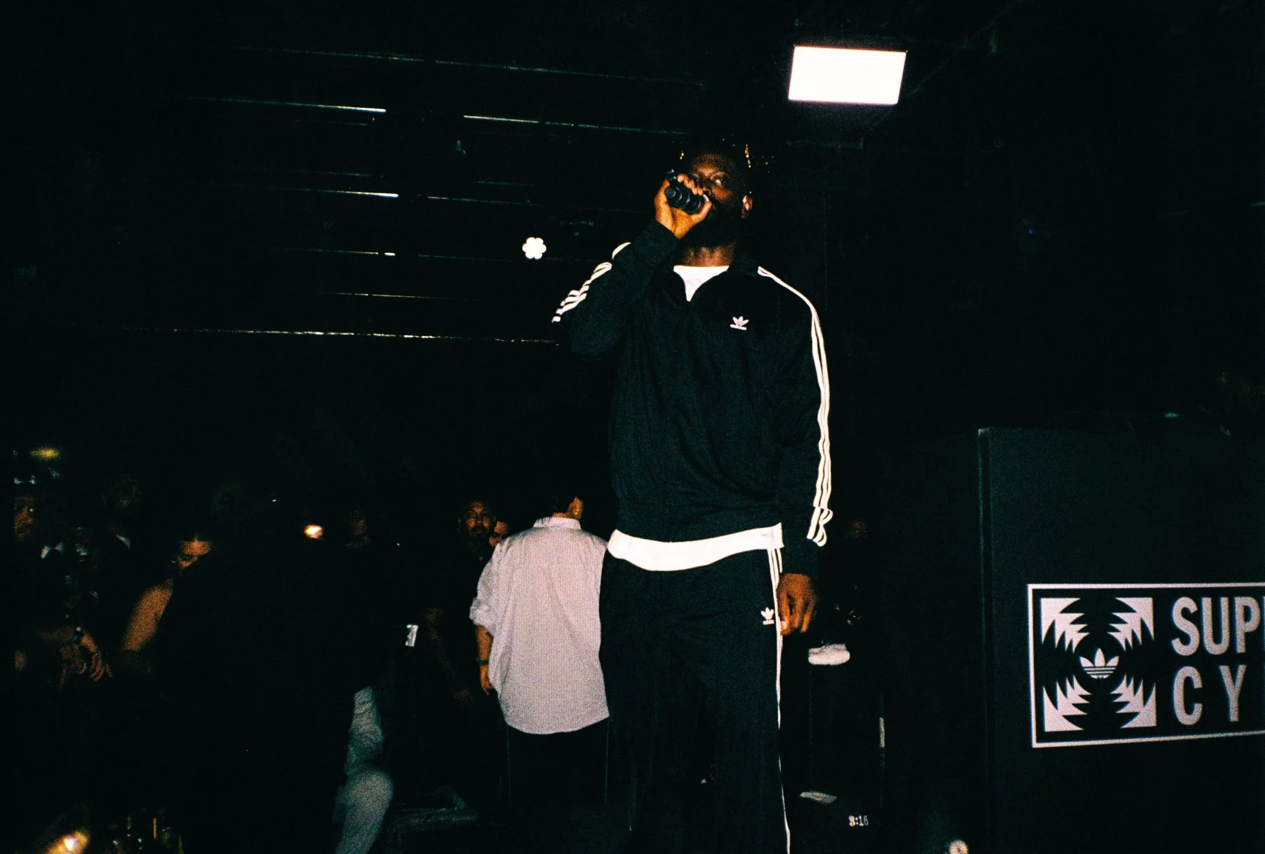 grime musician Ghetts performing at exclusive Adidas London pop up shop in collaboration with Da Metal Messiah