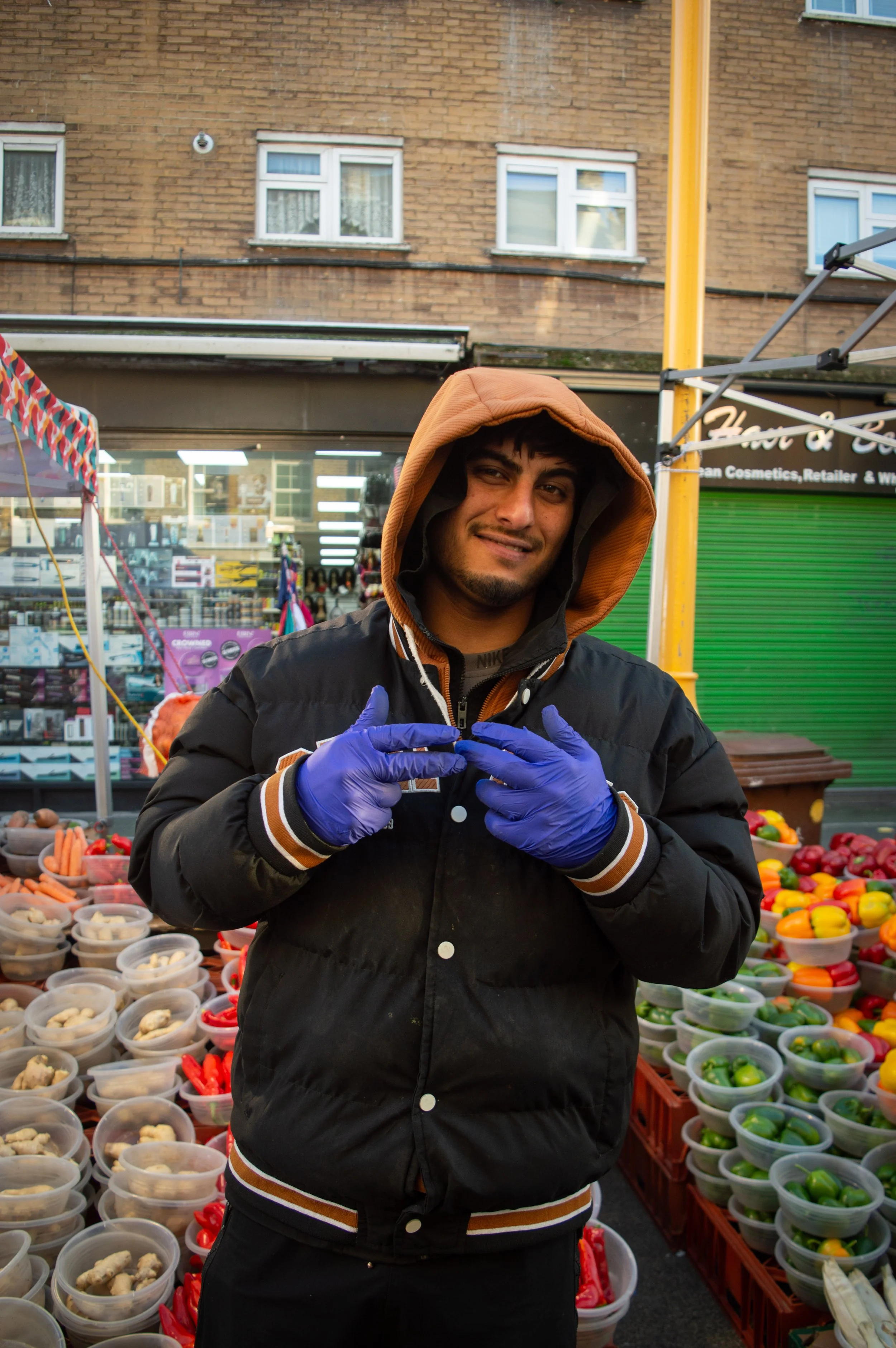 Portrait of market stall owner at East Street Market