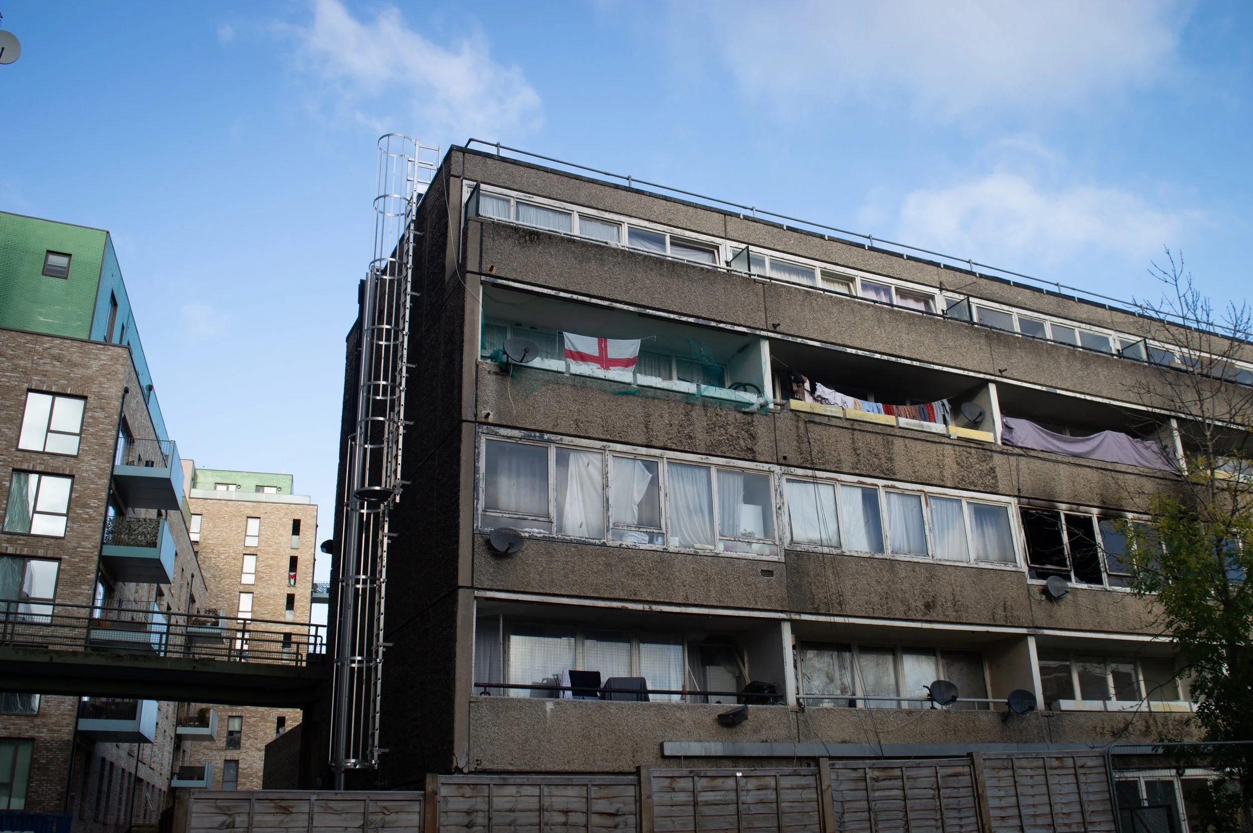 rundown Aylesbury Estate with new build in the background
