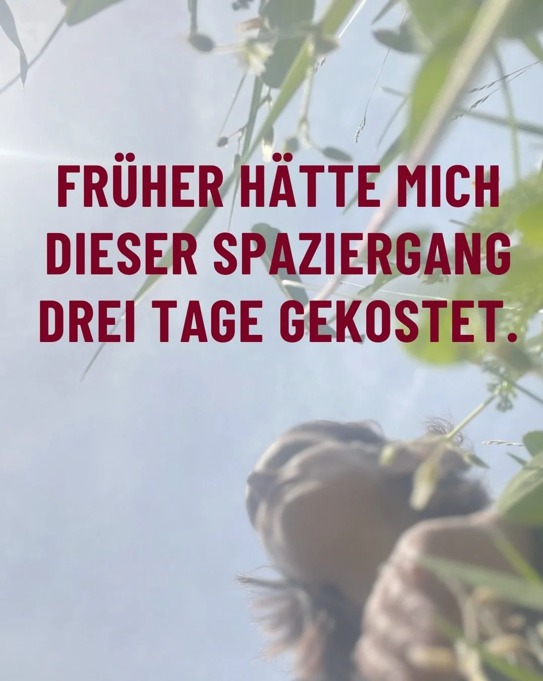 Fr&uuml;her h&auml;tte mich dieser Spaziergang 
drei Tage gekostet.

Nicht der Spaziergang selbst.

Die Erinnerungen.
Die Bilder im Kopf.

Die Fragen, 
auf die es l&auml;ngst keine Antworten mehr gibt.

Heute bin ich an denselben H&auml;usern vorbeig