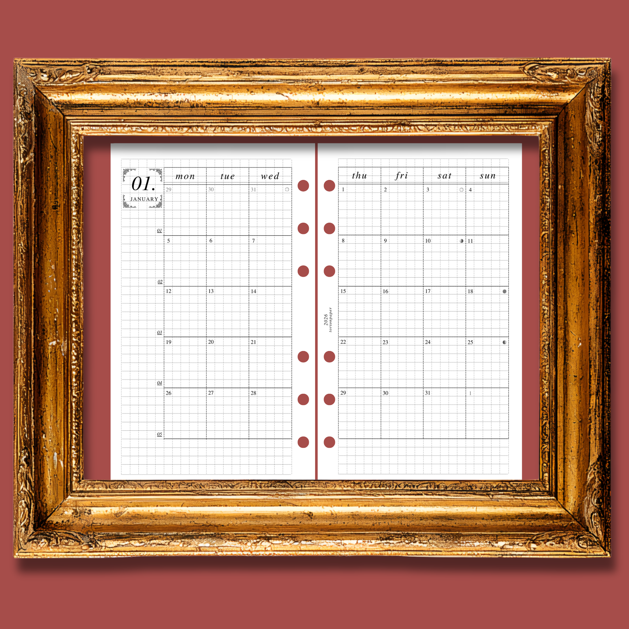 010 Dated Month on 2 Page with Grid - personal