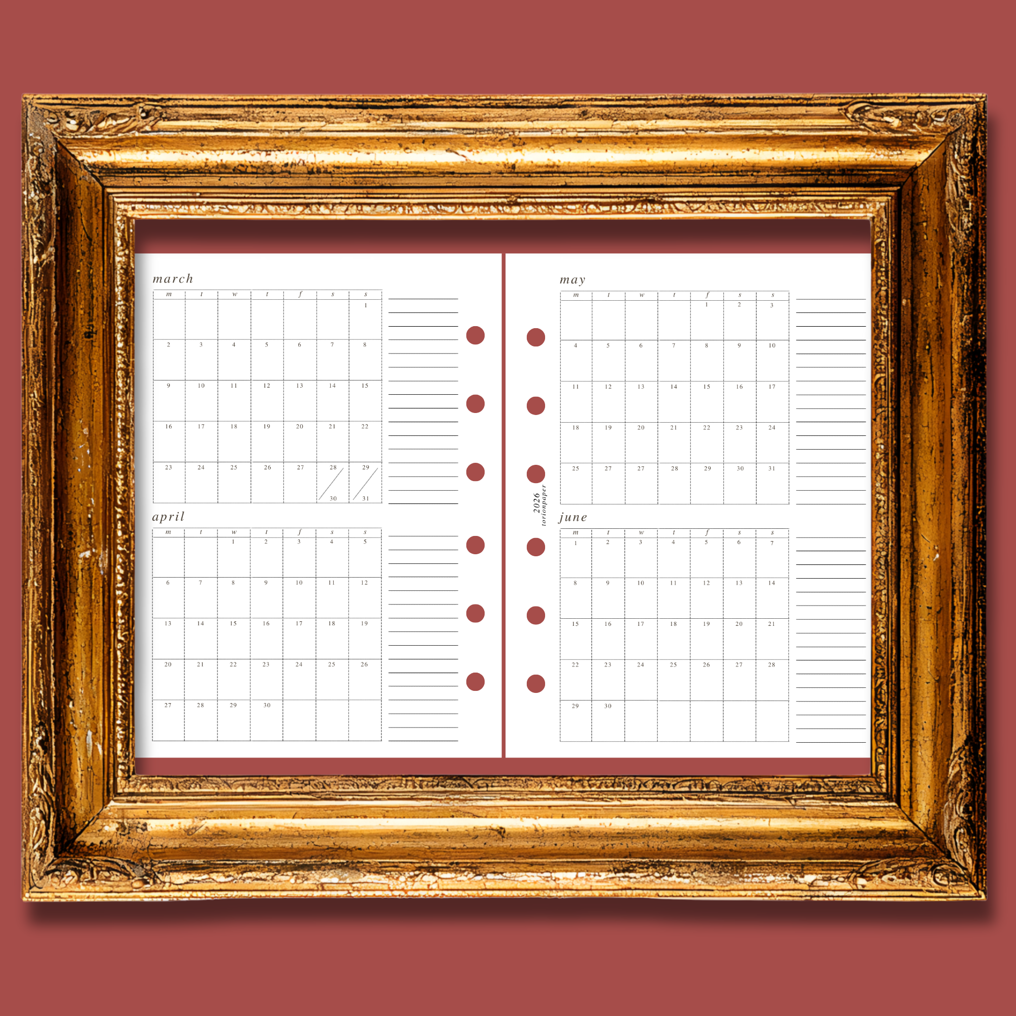 017 Dated 2 Months on 1 Page - pocket