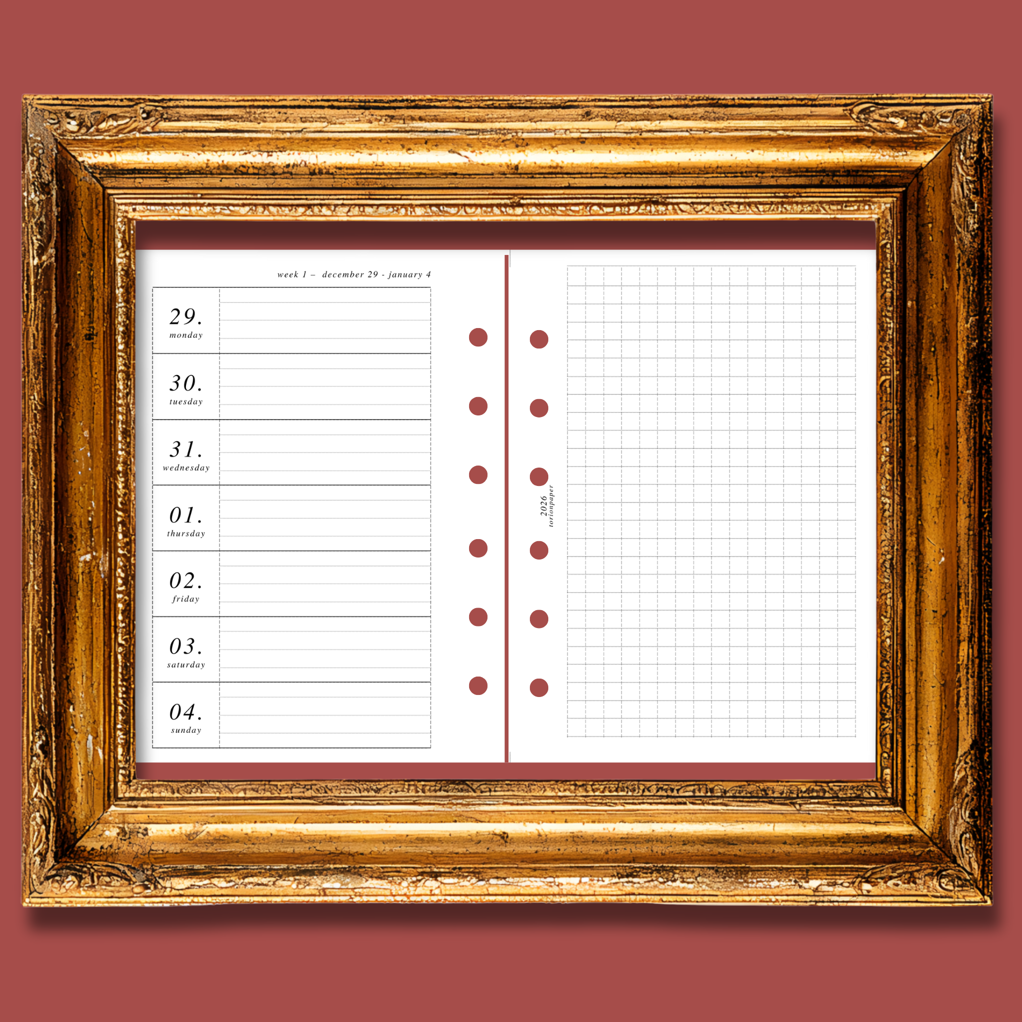 004 Simple Dated Horizontal Weekly - pocket