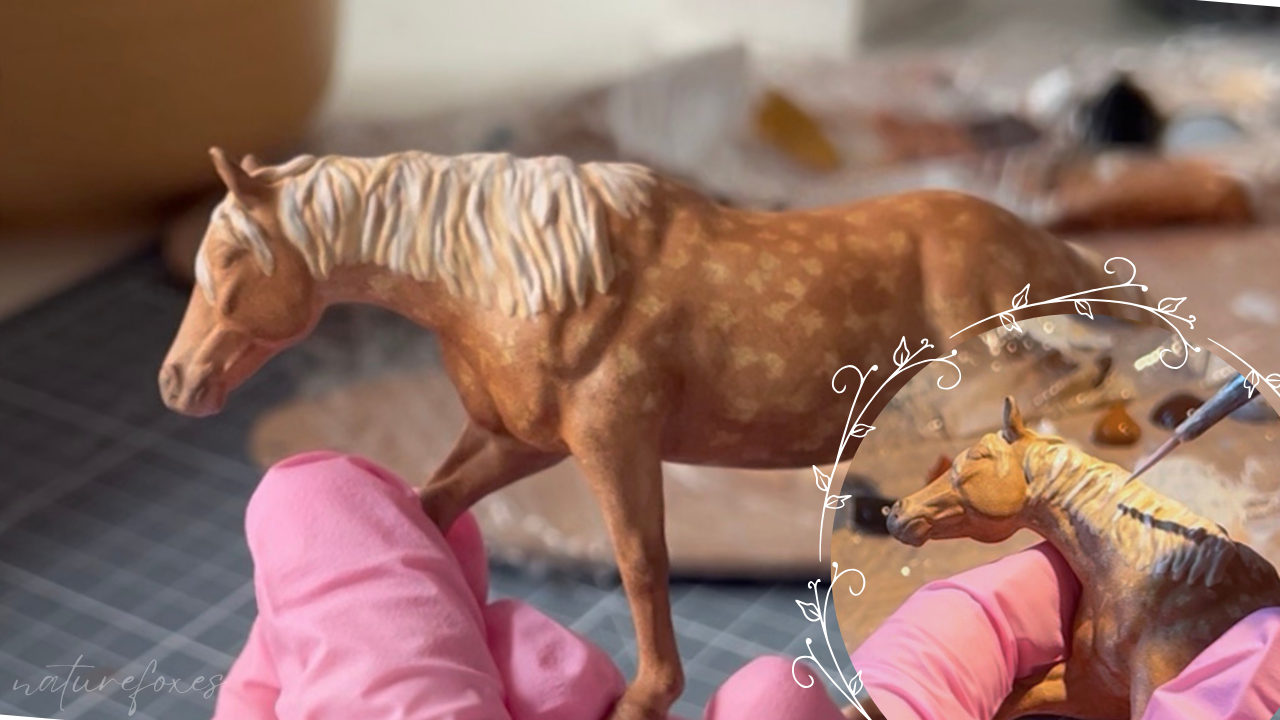 Painting a Palomino Model Horse Custom! Mane &amp; Tail + Finishing! - Video