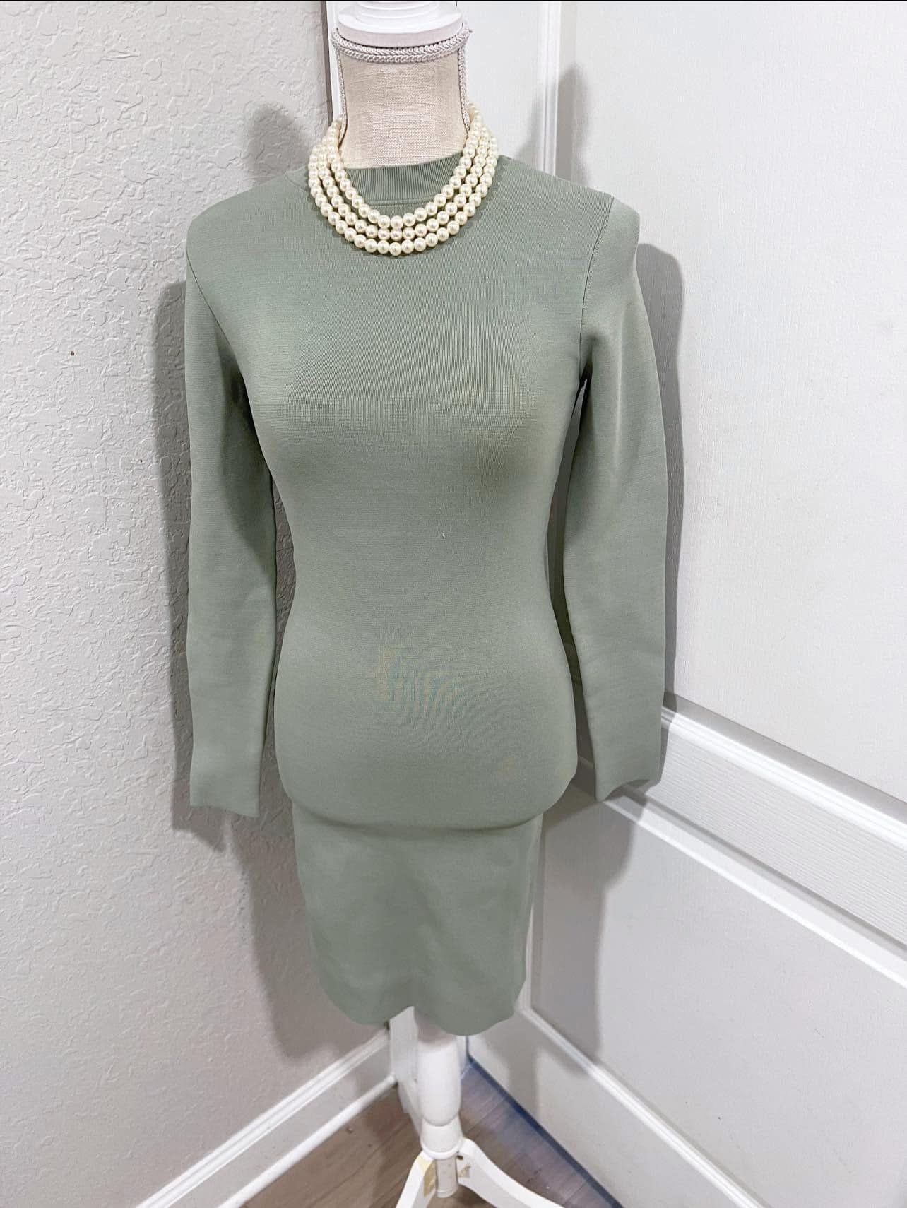 Alice + Olivia Estelle Twist Back Mini Dress in Sage