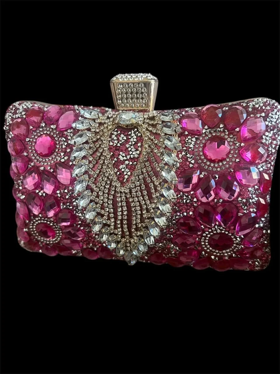 Luxurious jeweled clutch & Elegant drop earrings