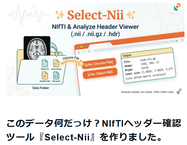 このデータ何だっけ？NIfTIヘッダー確認ツール『Select-Nii』を作りました。
