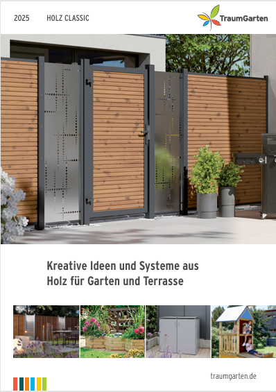 Moderne Gartentür aus Holz und Metall Designelement als Zaun- und Torlösung.