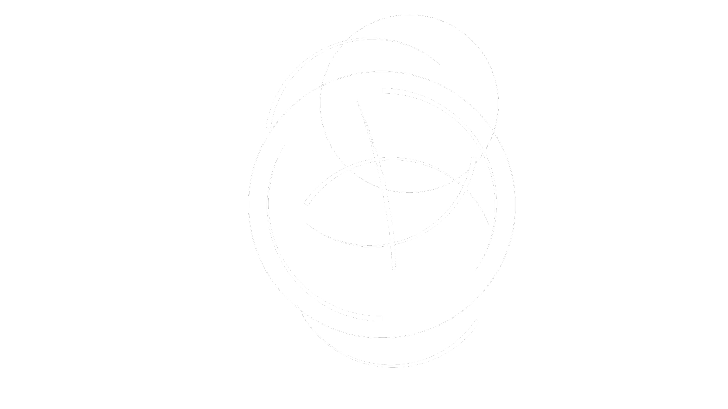 Black background with white concentric circles and curved lines, creating an abstract geometric design.